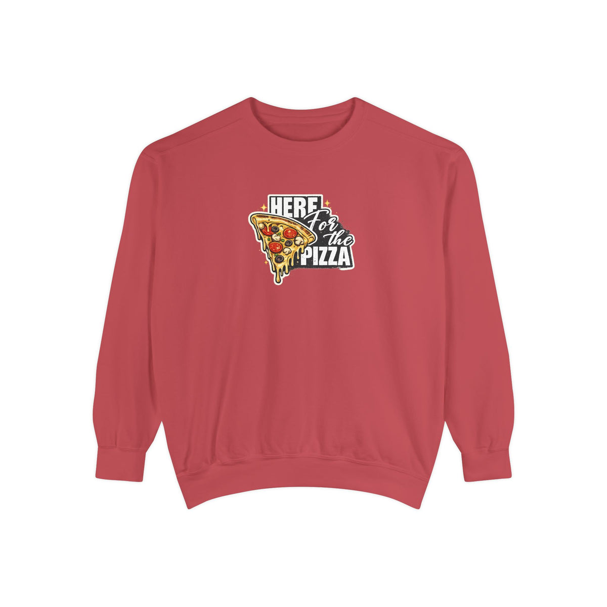Pizza Lover Sweatshirt — "Here for the Pizza" Graphic Crewneck