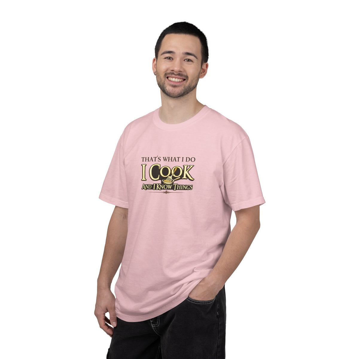 Chef Humor T-Shirt — "That's What I Do I Cook and I Know Things" Culinary Gift Tee