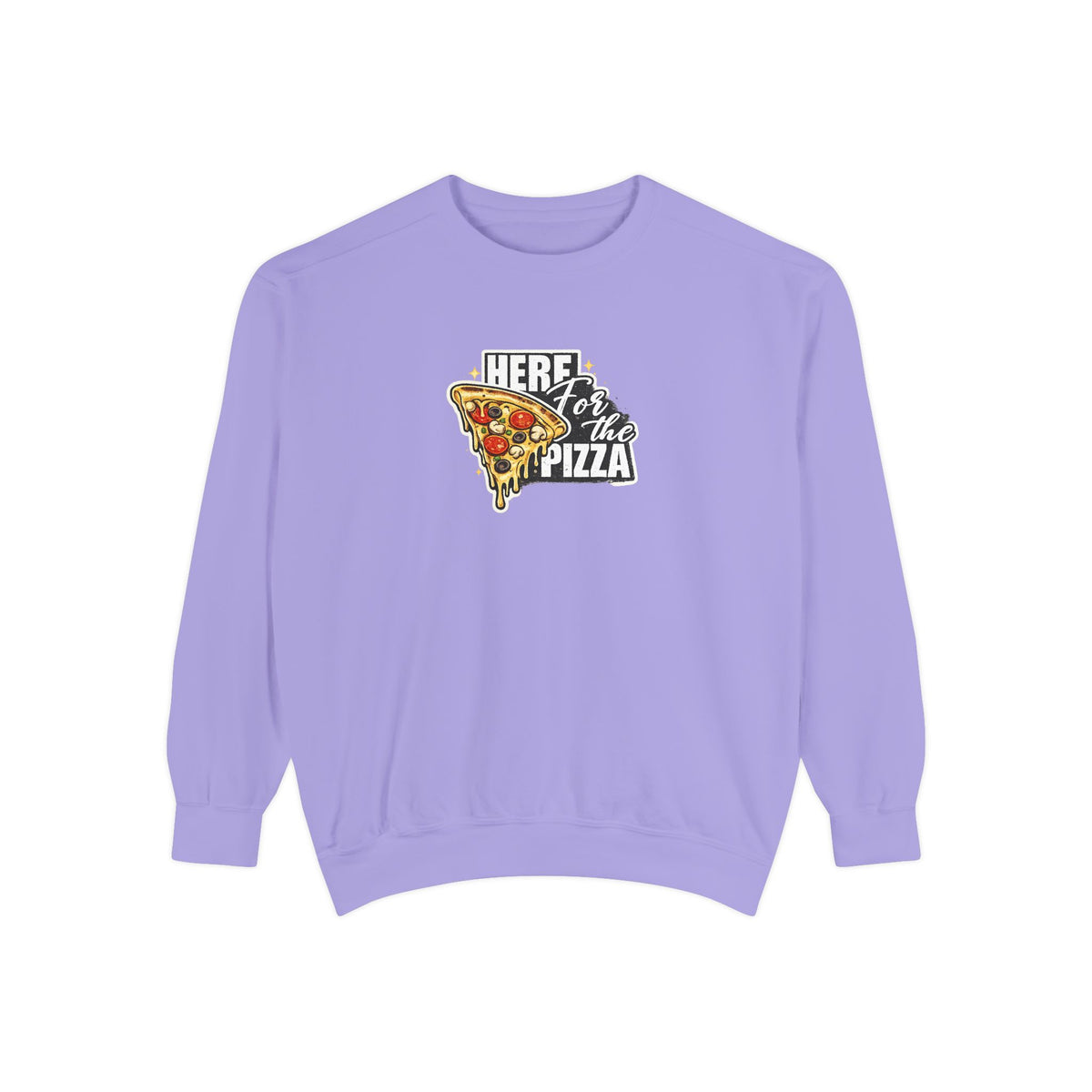 Pizza Lover Sweatshirt — "Here for the Pizza" Graphic Crewneck