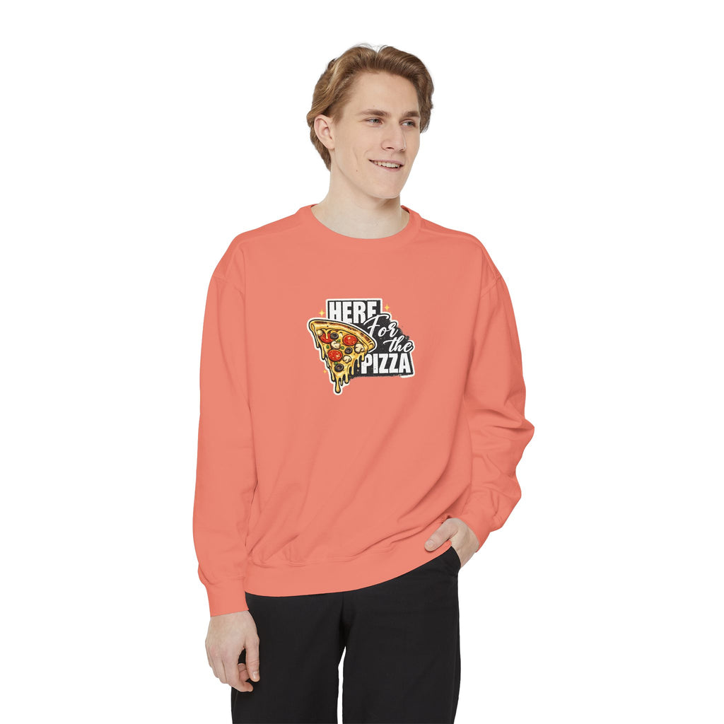Pizza Lover Sweatshirt — "Here for the Pizza" Graphic Crewneck