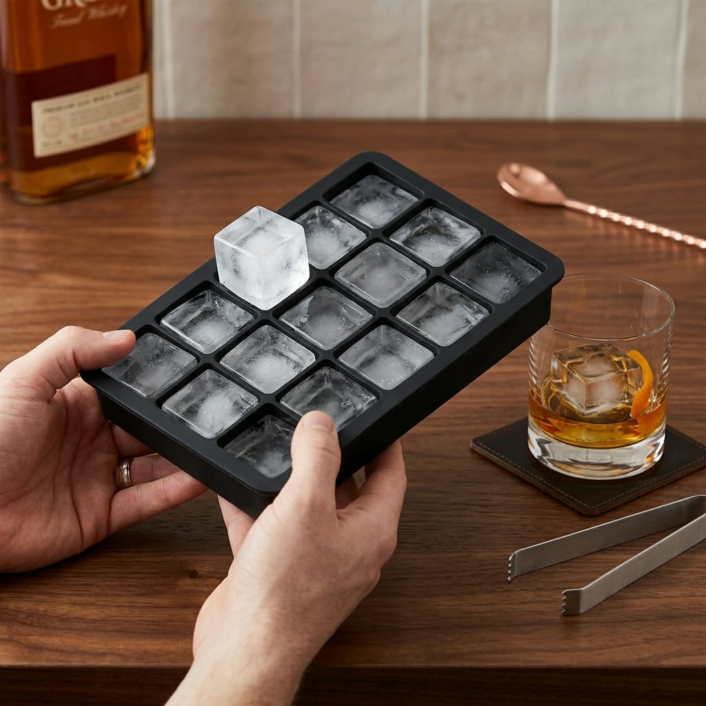 15-Grid Ice Cube Tray – Large Silicone Mold for Whiskey & Cocktails