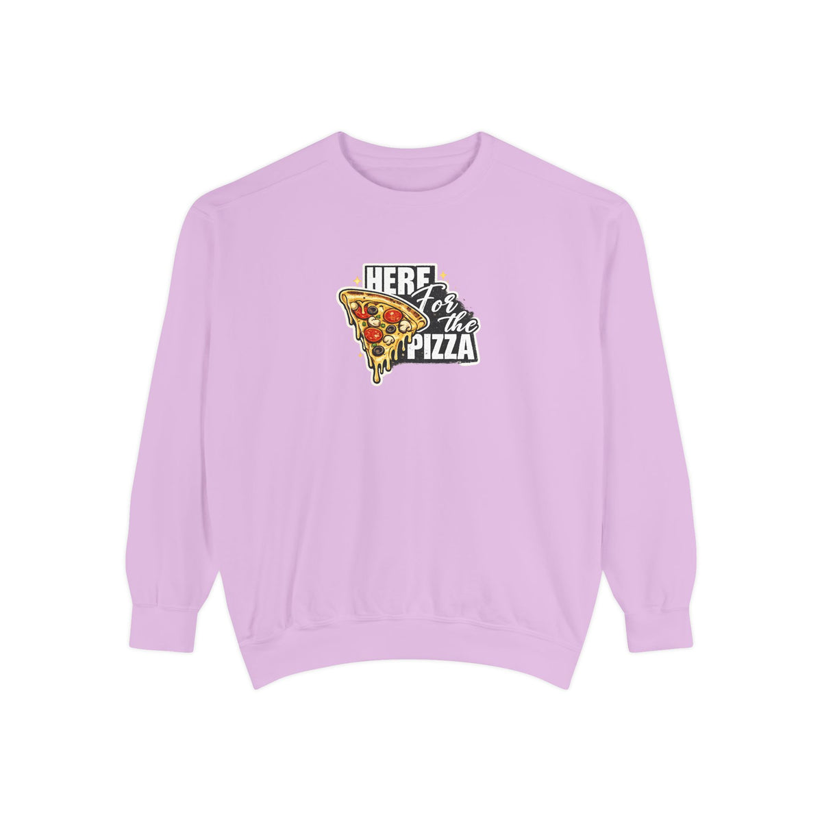 Pizza Lover Sweatshirt — "Here for the Pizza" Graphic Crewneck