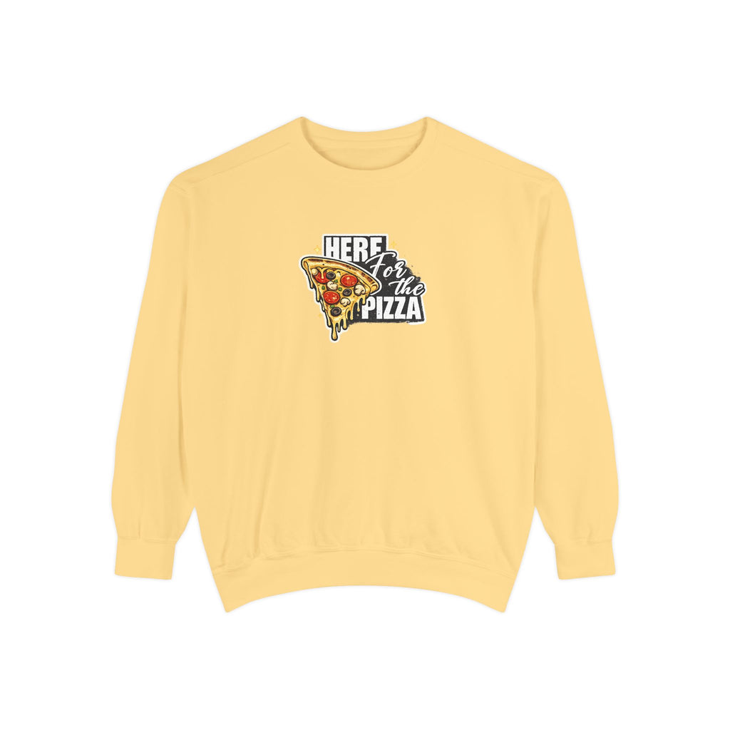 Pizza Lover Sweatshirt — "Here for the Pizza" Graphic Crewneck