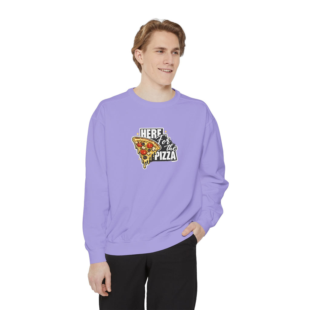 Pizza Lover Sweatshirt — "Here for the Pizza" Graphic Crewneck