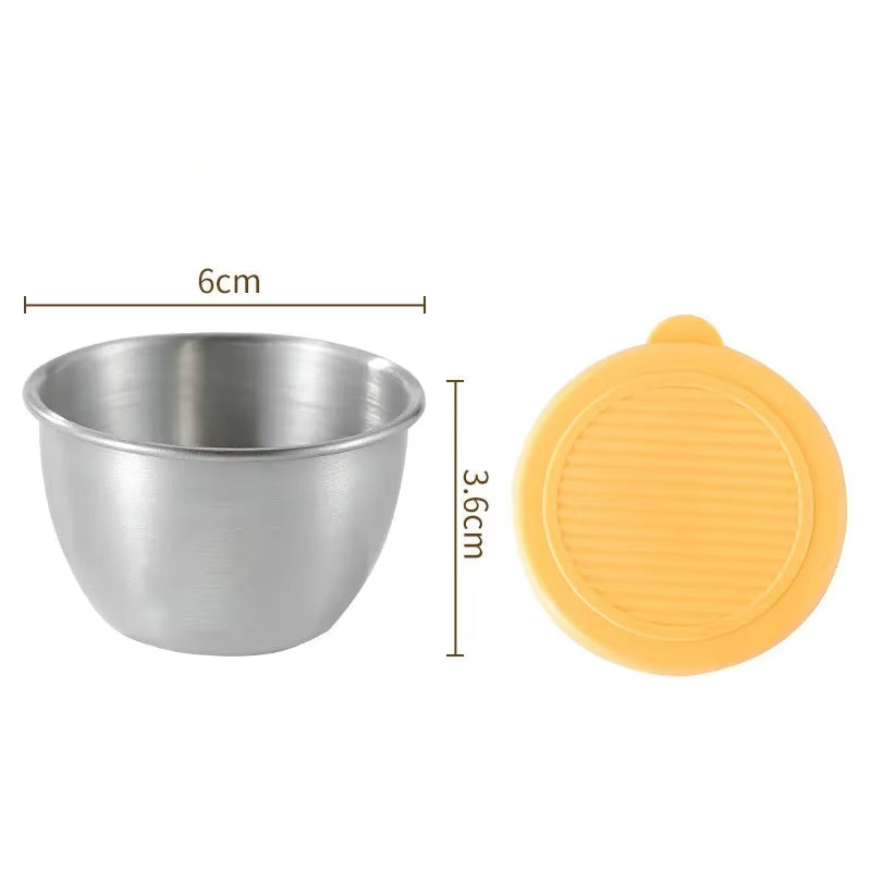 1Pc Salad Dressing Container with 2.71Oz/80Ml Reusable Stainless Steel Cup and Leakproof Silicone Lids for Lunch Box and Picnic