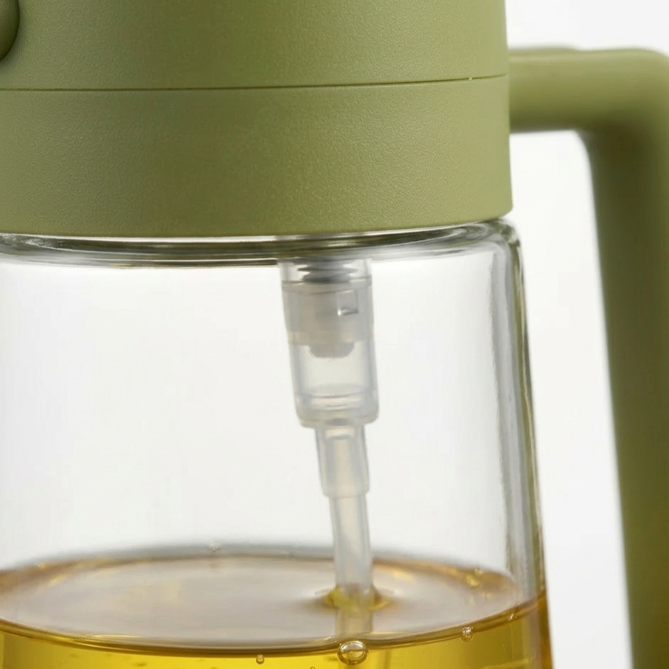 2-in-1 Oil Spray Bottle for Cooking – Refillable Kitchen Dispenser