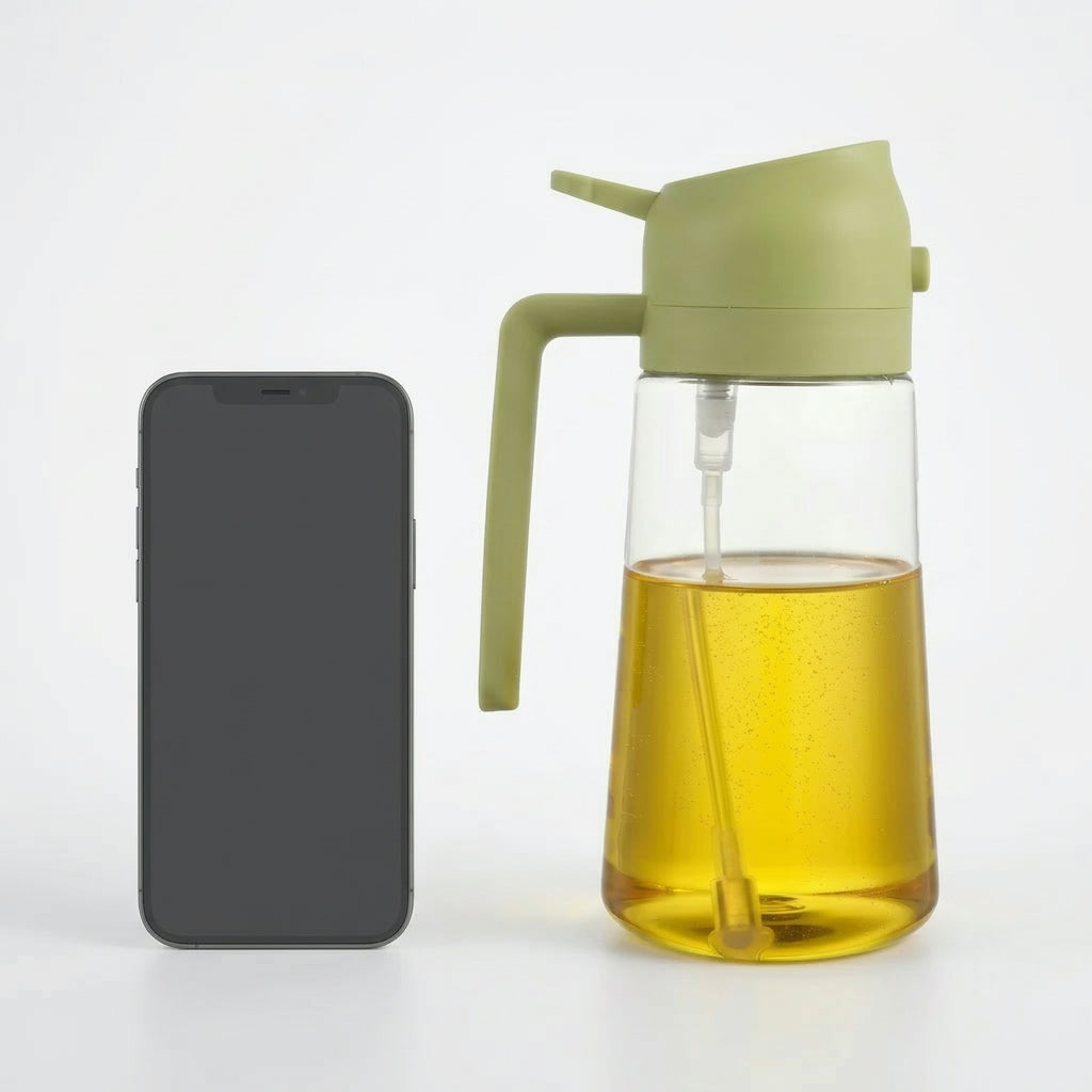 2-in-1 Oil Spray Bottle for Cooking – Refillable Kitchen Dispenser