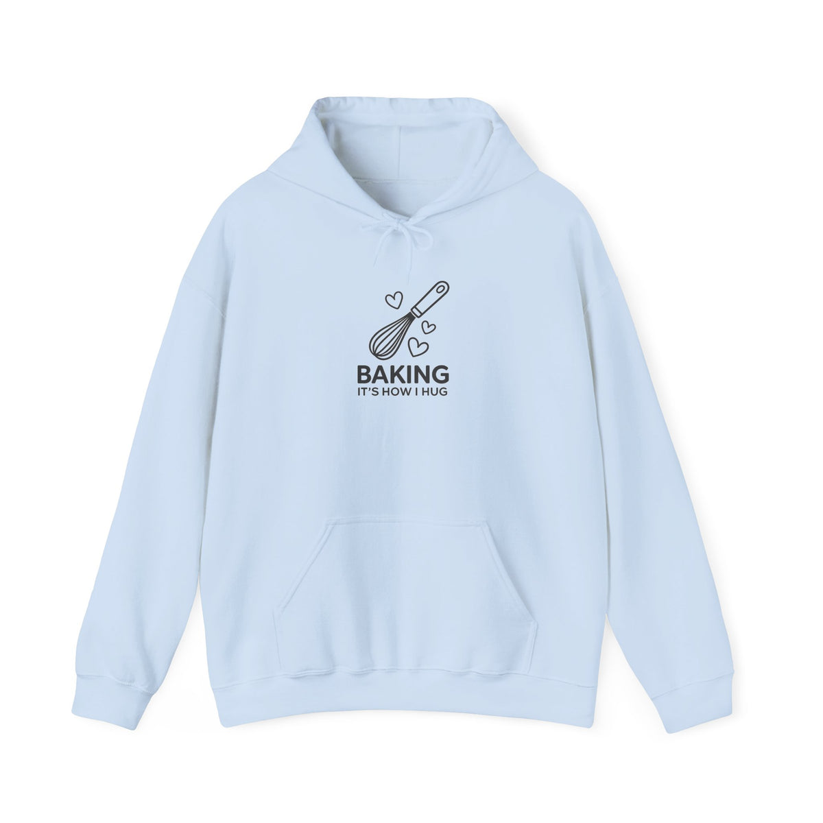 Baking Hoodie – “Baking Is How I Hug” Whisk Graphic Hoodie