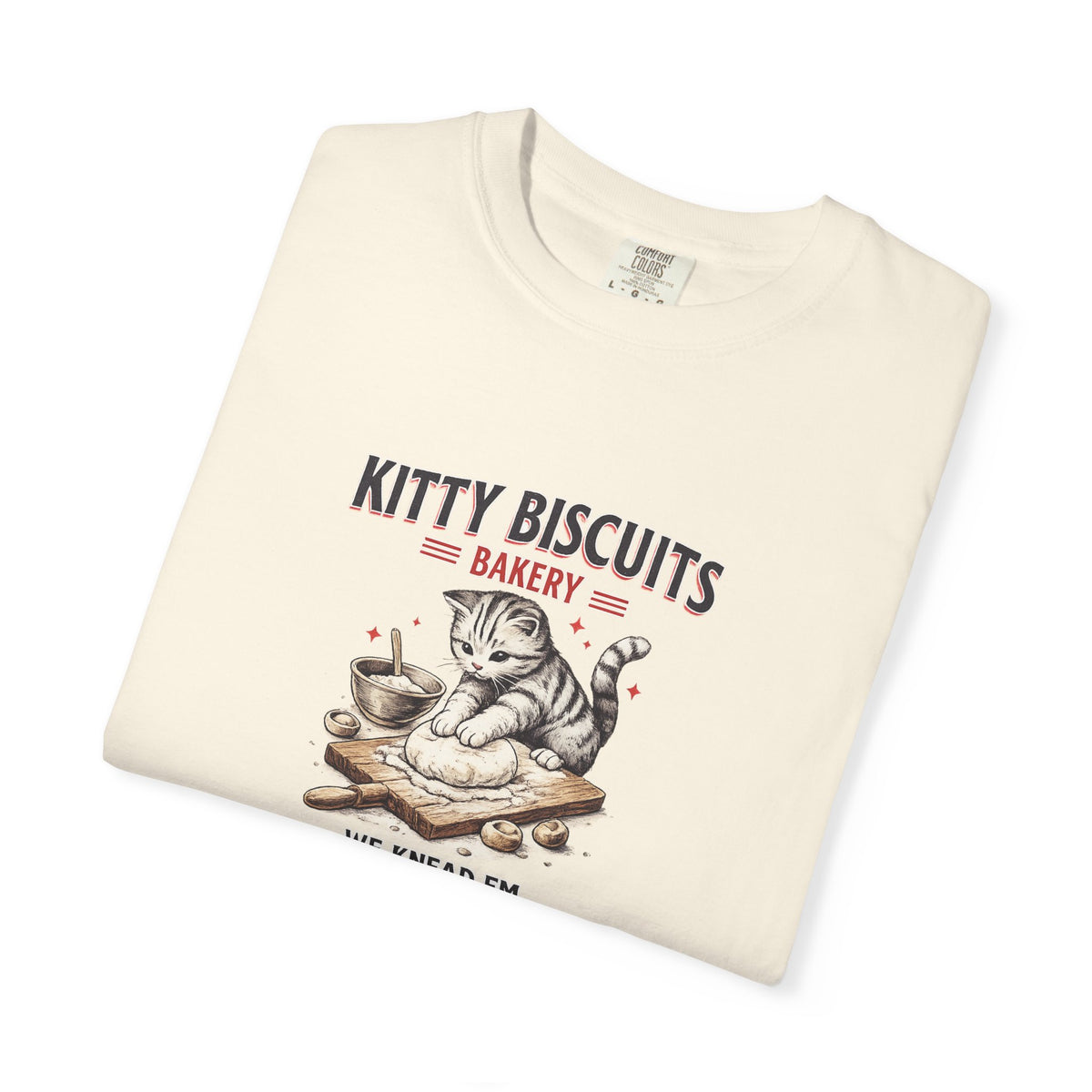 Kitty Biscuits Bakery T‑Shirt — Vintage Cat Baking Graphic Tee