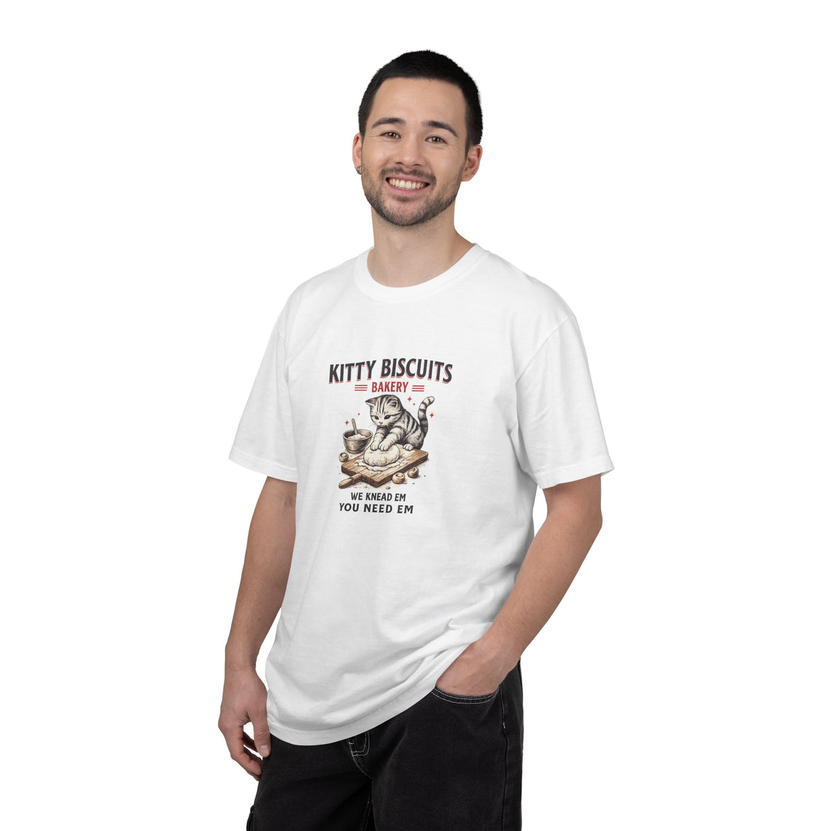 Kitty Biscuits Bakery T‑Shirt — Vintage Cat Baking Graphic Tee