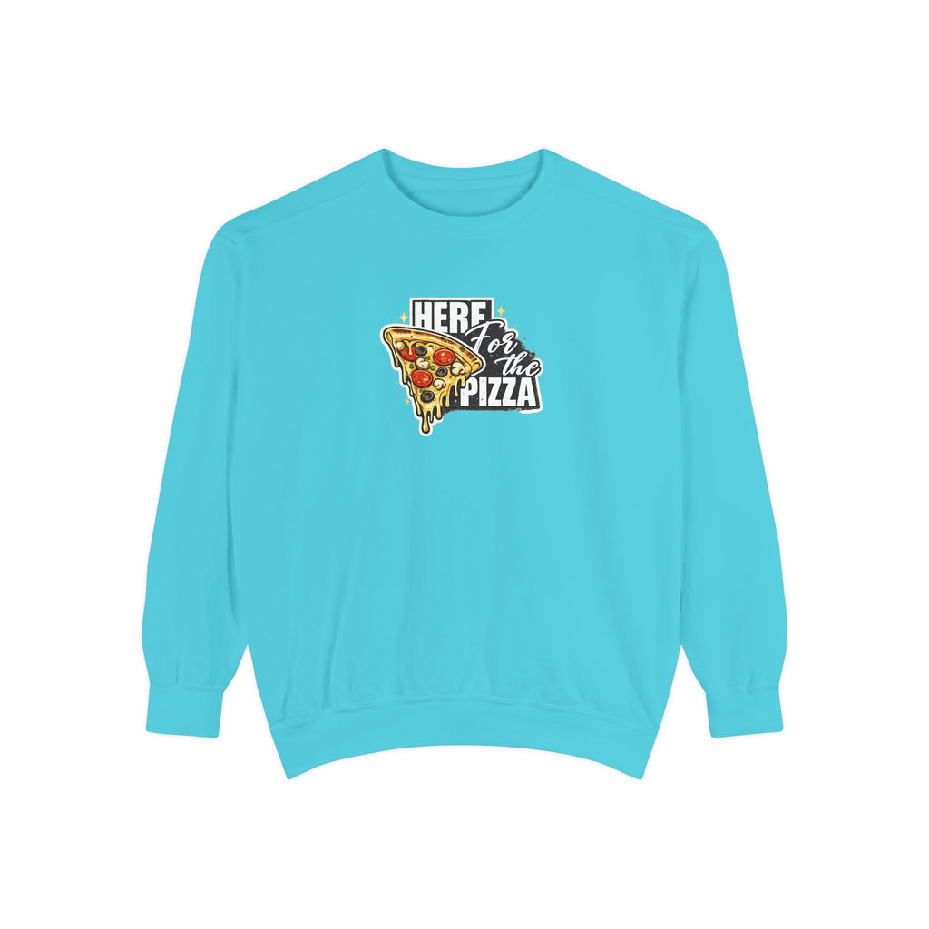 Pizza Lover Sweatshirt — "Here for the Pizza" Graphic Crewneck