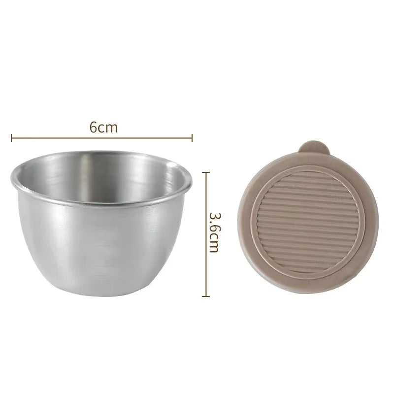 1Pc Salad Dressing Container with 2.71Oz/80Ml Reusable Stainless Steel Cup and Leakproof Silicone Lids for Lunch Box and Picnic
