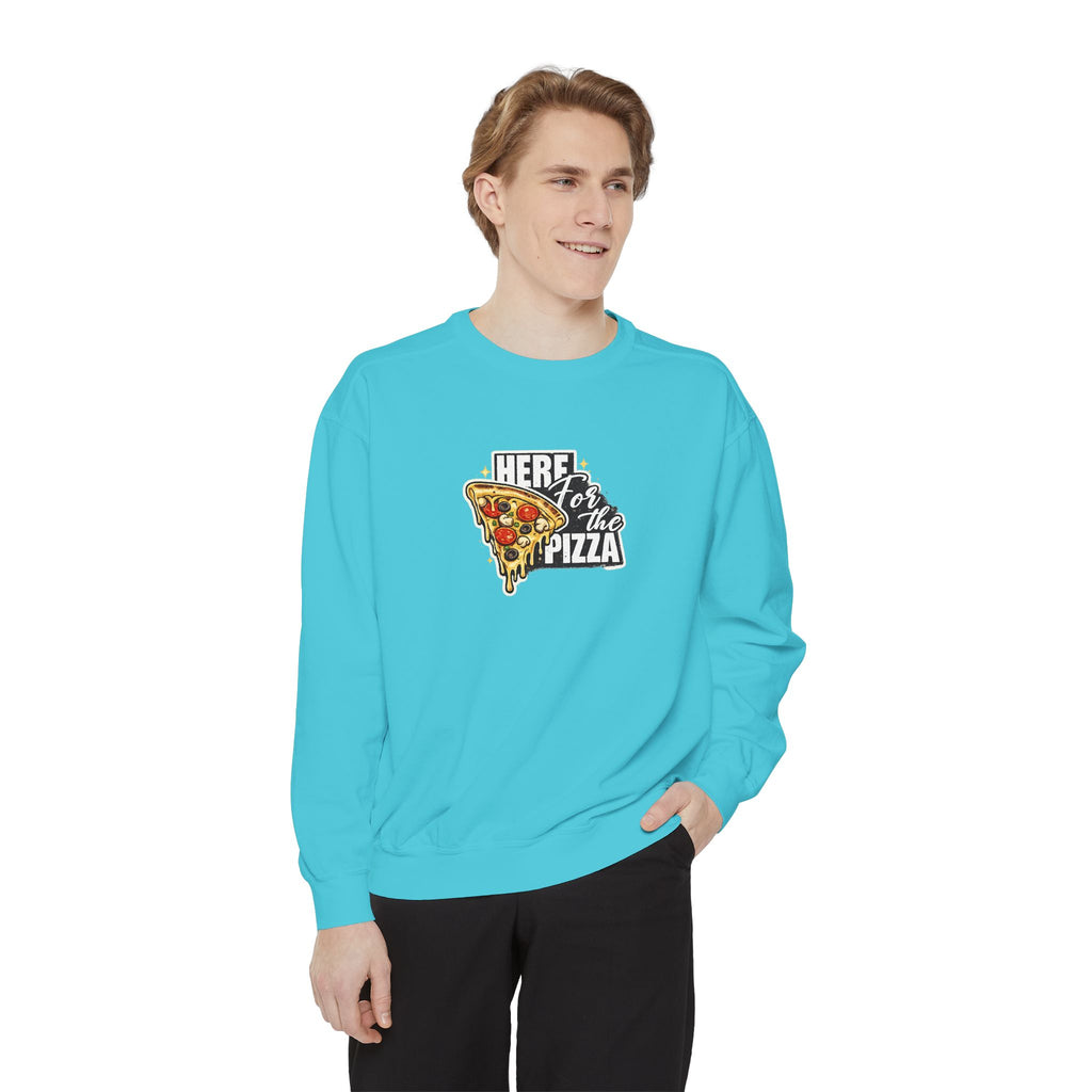 Pizza Lover Sweatshirt — "Here for the Pizza" Graphic Crewneck