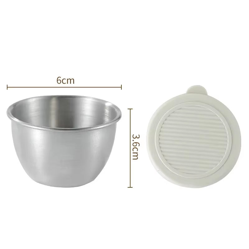 1Pc Salad Dressing Container with 2.71Oz/80Ml Reusable Stainless Steel Cup and Leakproof Silicone Lids for Lunch Box and Picnic