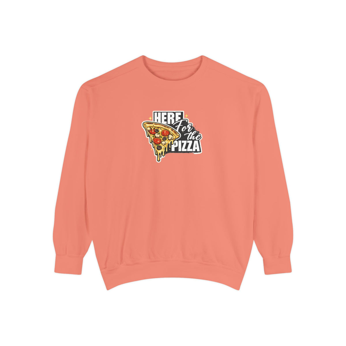 Pizza Lover Sweatshirt — "Here for the Pizza" Graphic Crewneck