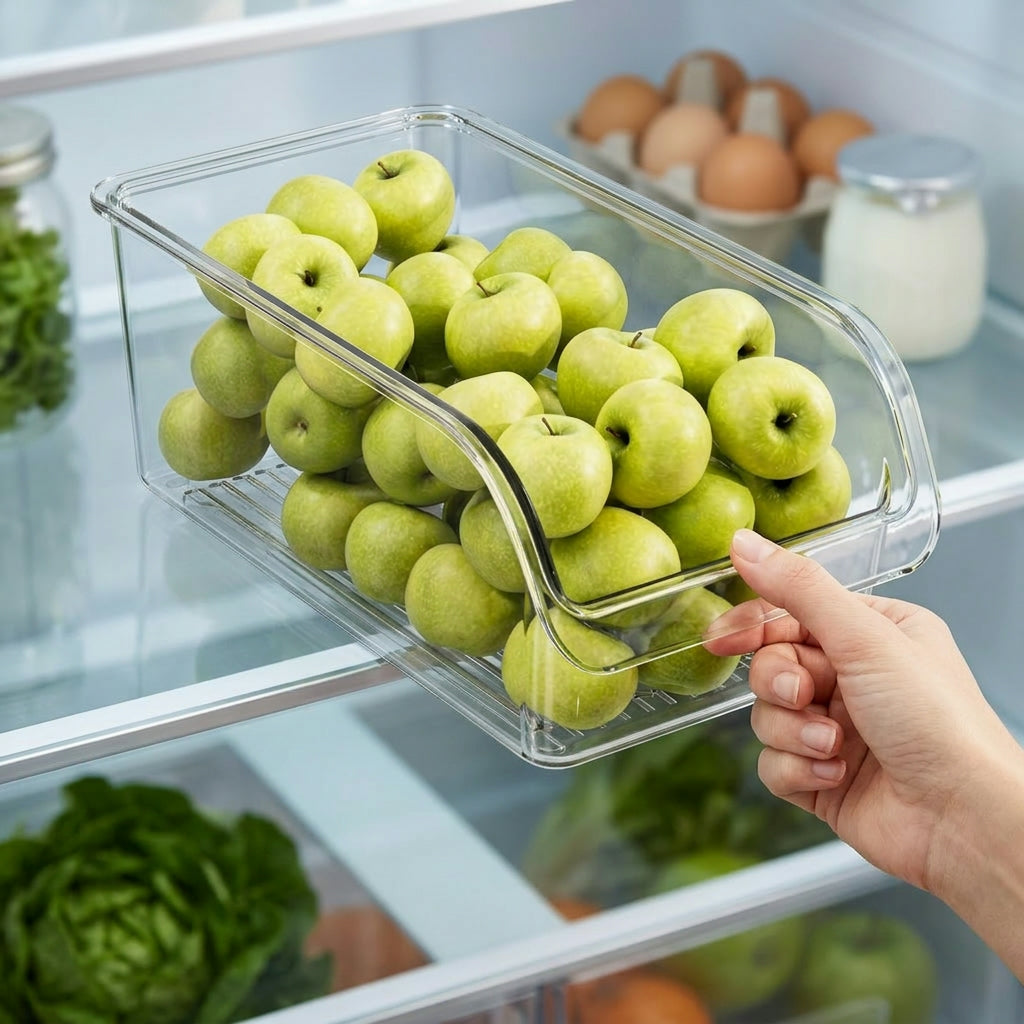 Clear Fridge Organizer Bin – Easy Food Storage with Durable Plastic