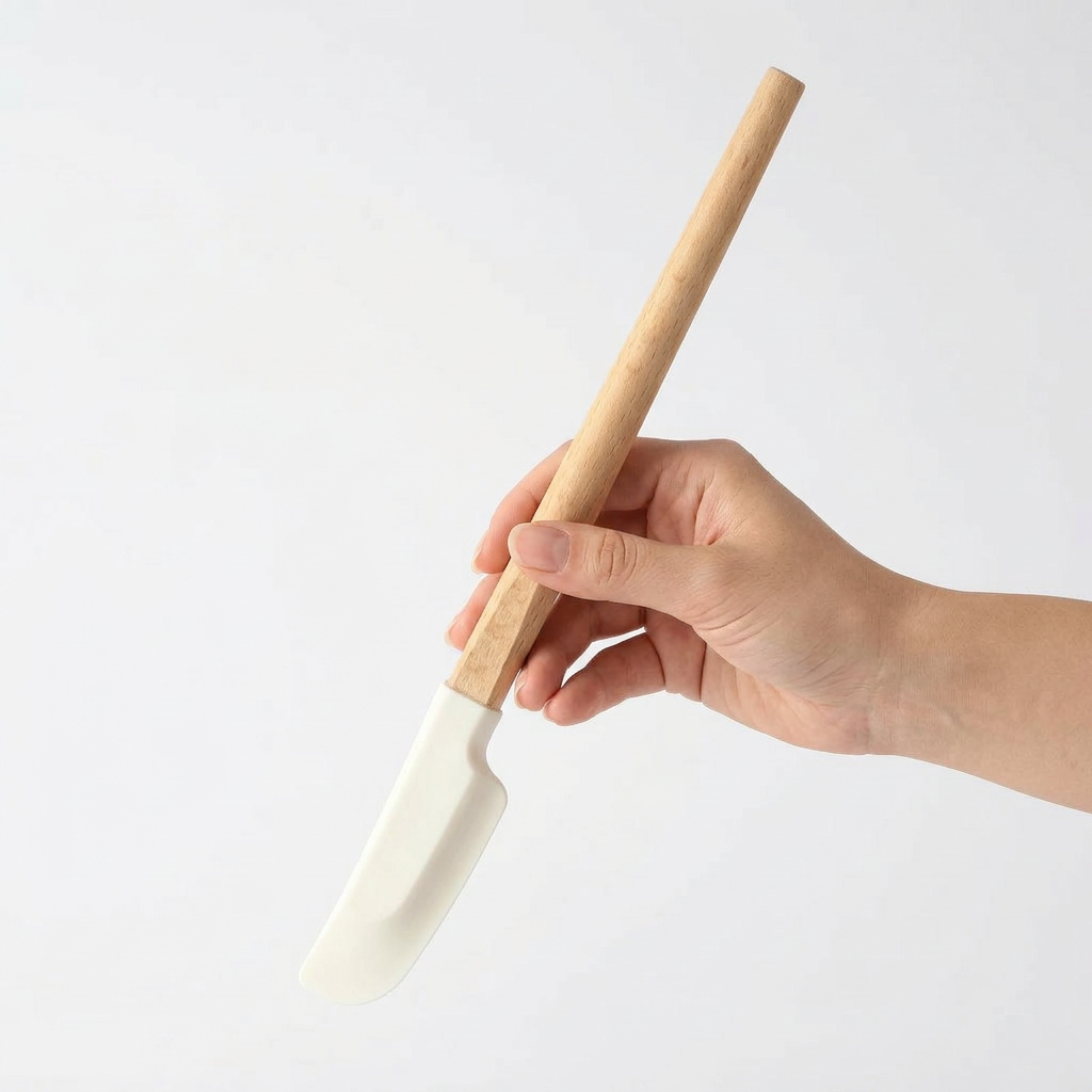 Non-Baking Silicone Spatula – Heat Resistant Wooden Handle for Cooking & Baking