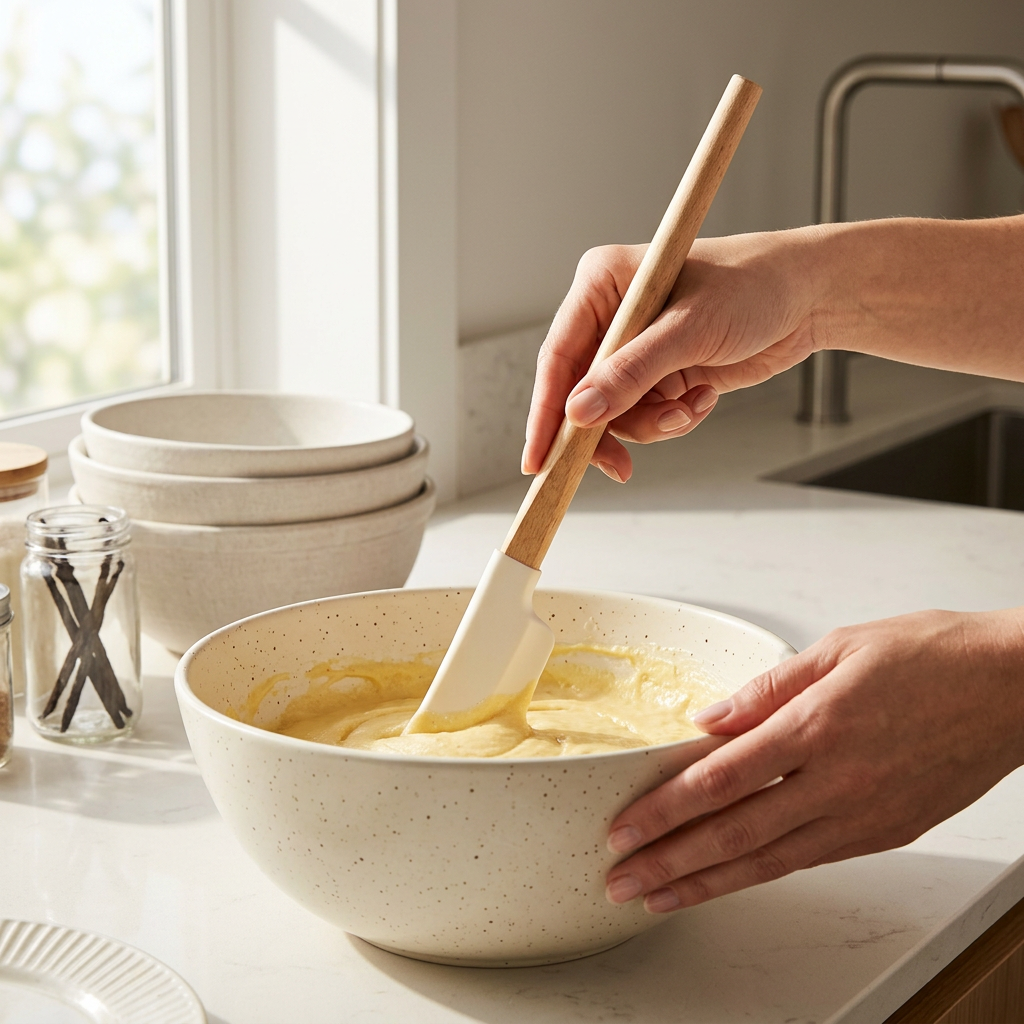 Non-Baking Silicone Spatula – Heat Resistant Wooden Handle for Cooking & Baking