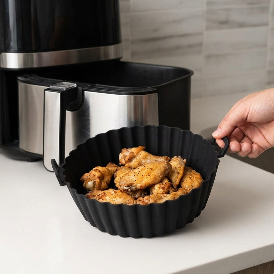 Silicone Air Fryer Basket for Easy Cleanup with Reusable Design