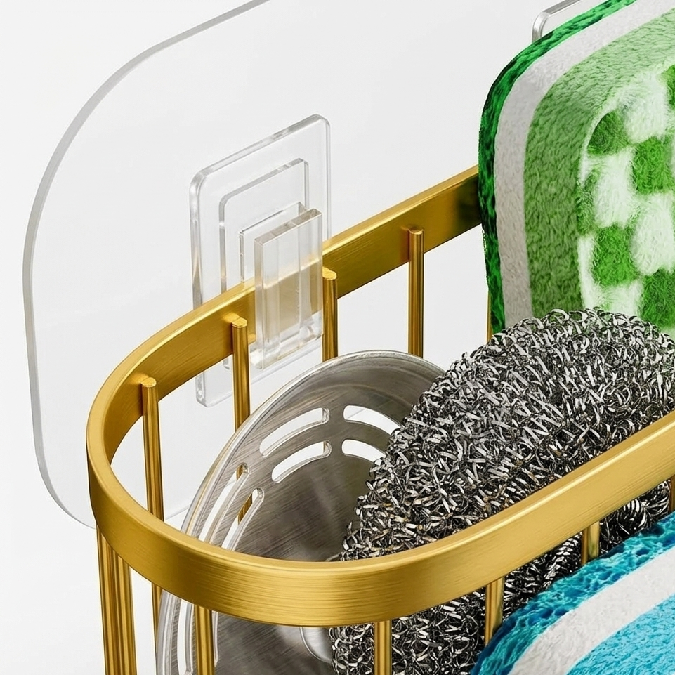 Stainless Steel Sponge Holder for Tidy Sinks with Suction Cup Mount