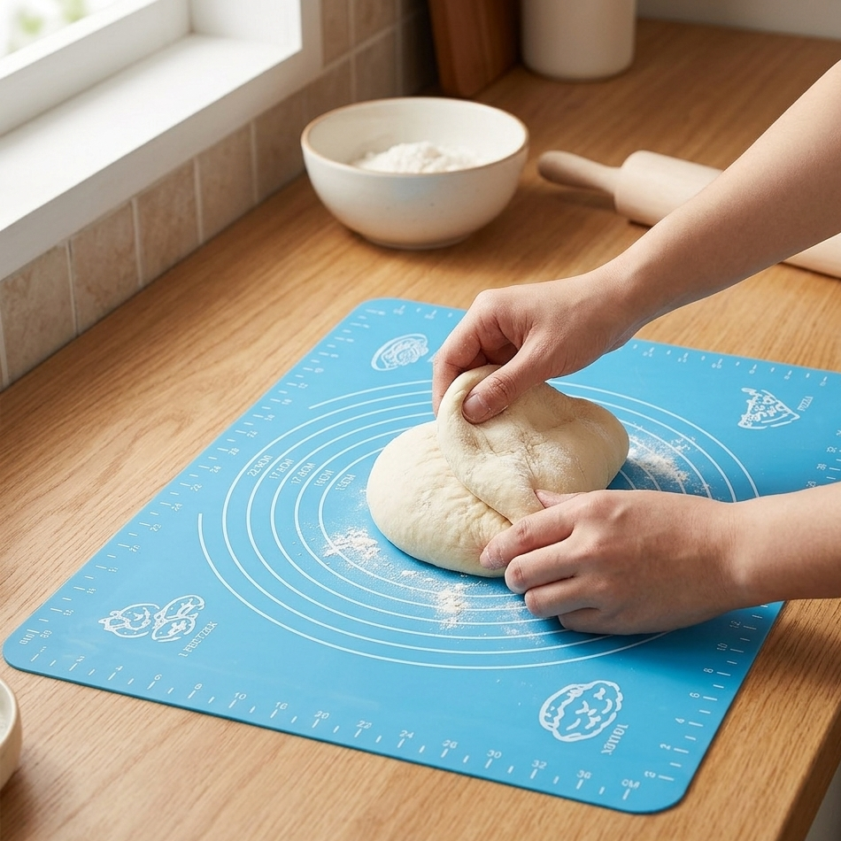 Silicone Baking & Kneading Mat – Non-Slip Dough Guide with Marks