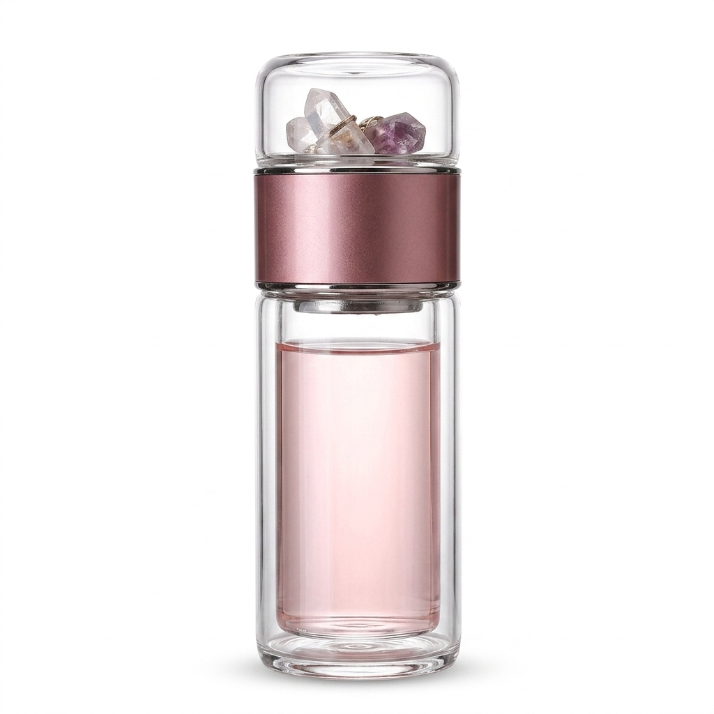 Glass Tea Infuser Bottle for Fresh Brews with Double-Wall Design