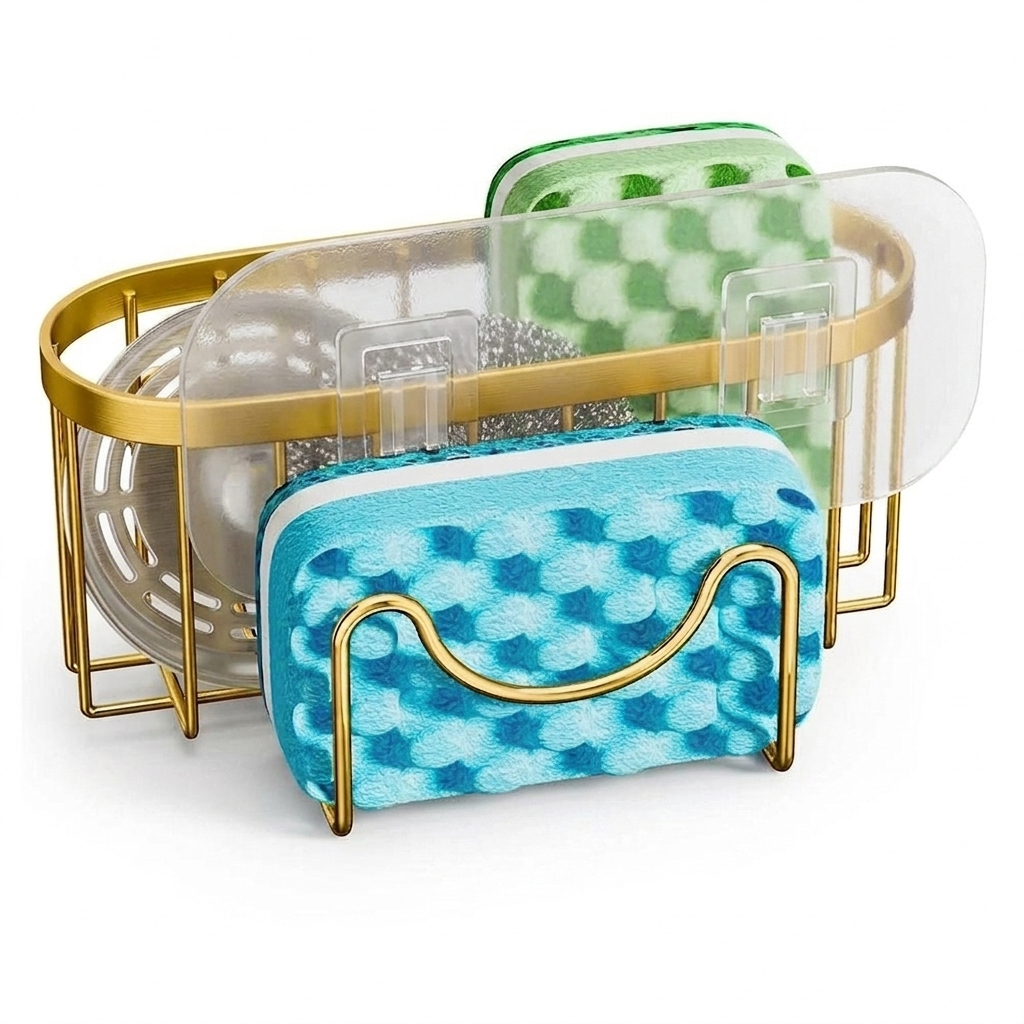 Stainless Steel Sponge Holder for Tidy Sinks with Suction Cup Mount