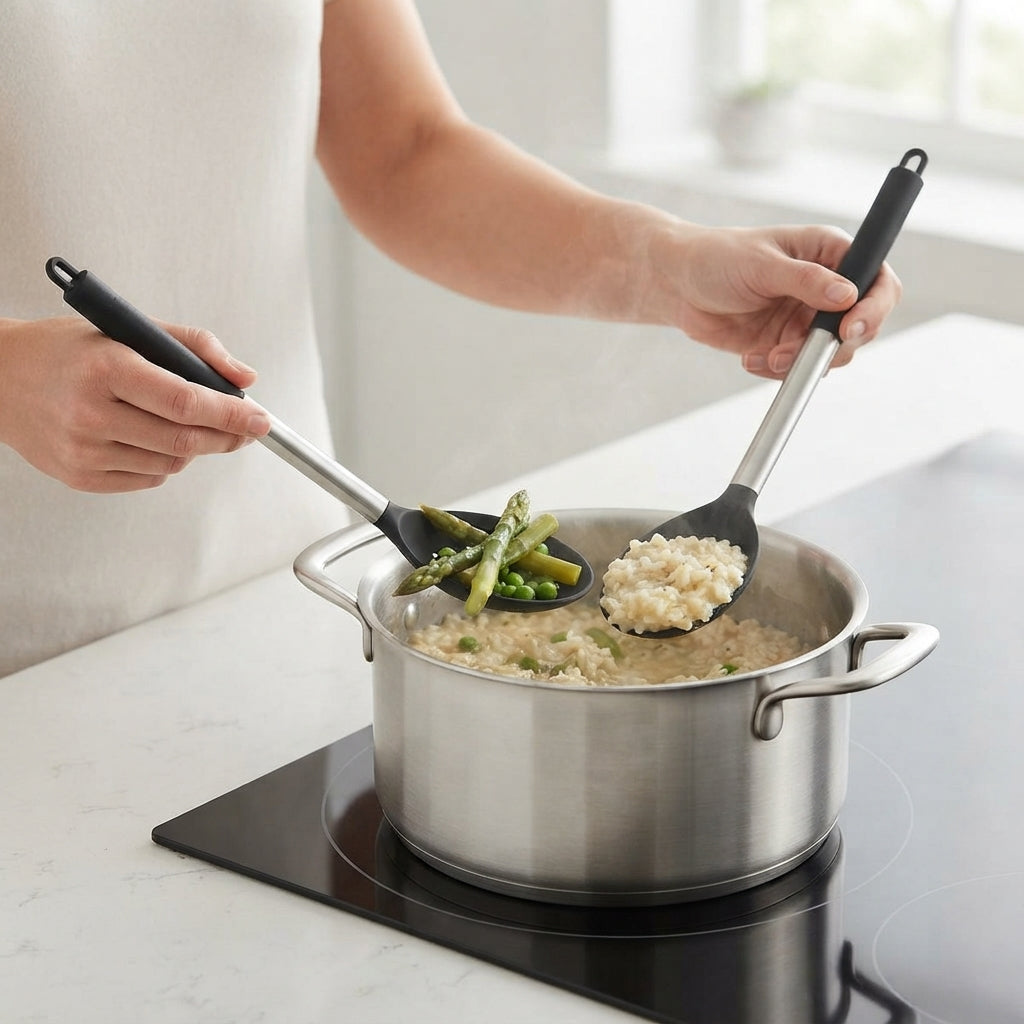 Silicone Kitchen Utensil Set – Easy Cooking with Stainless Steel Handles