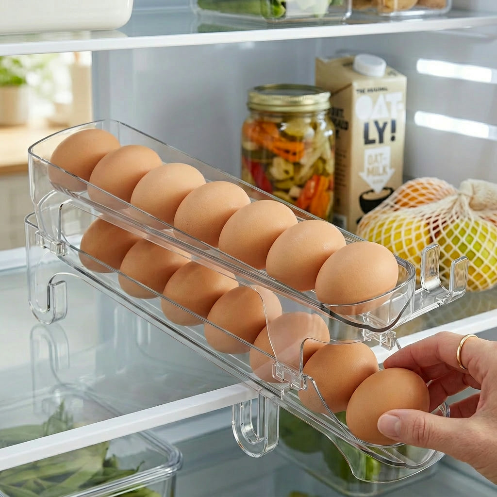Rolling Egg Storage Rack – Space-Saving Fridge Organizer