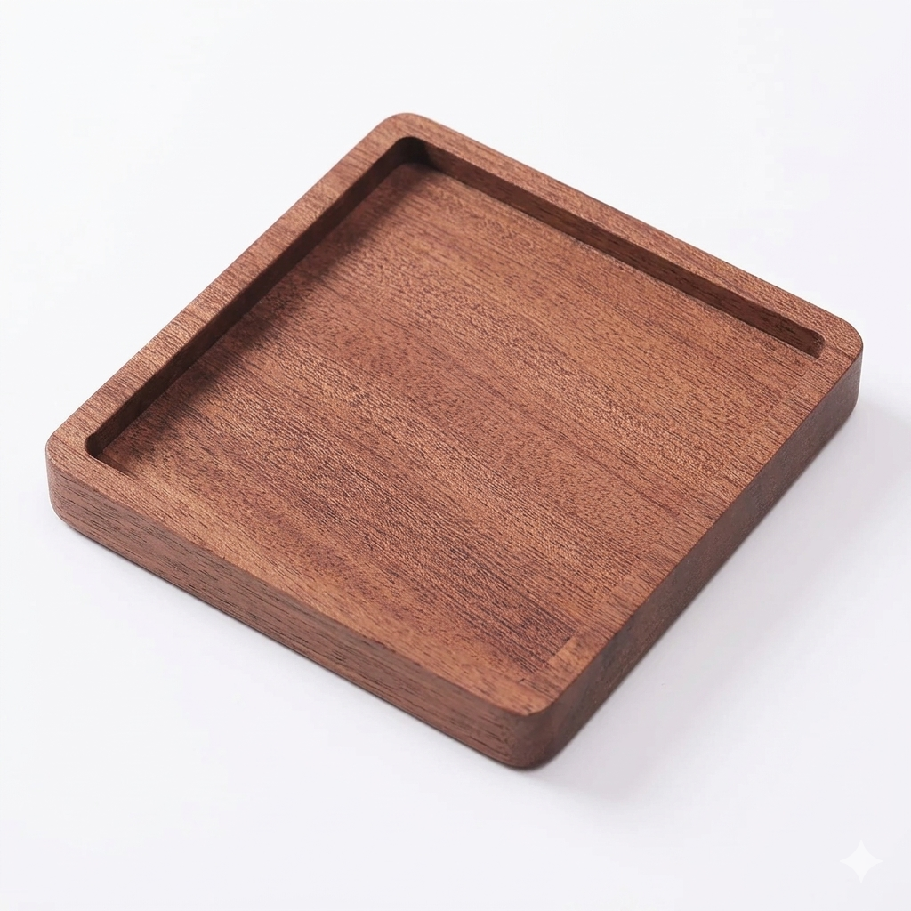 Wood Coaster – Heat Resistant Cup Mat Solid Walnut 8.8cm