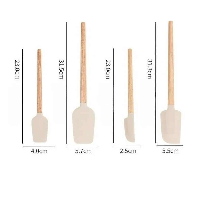 Non-Baking Silicone Spatula – Heat Resistant Wooden Handle for Cooking & Baking