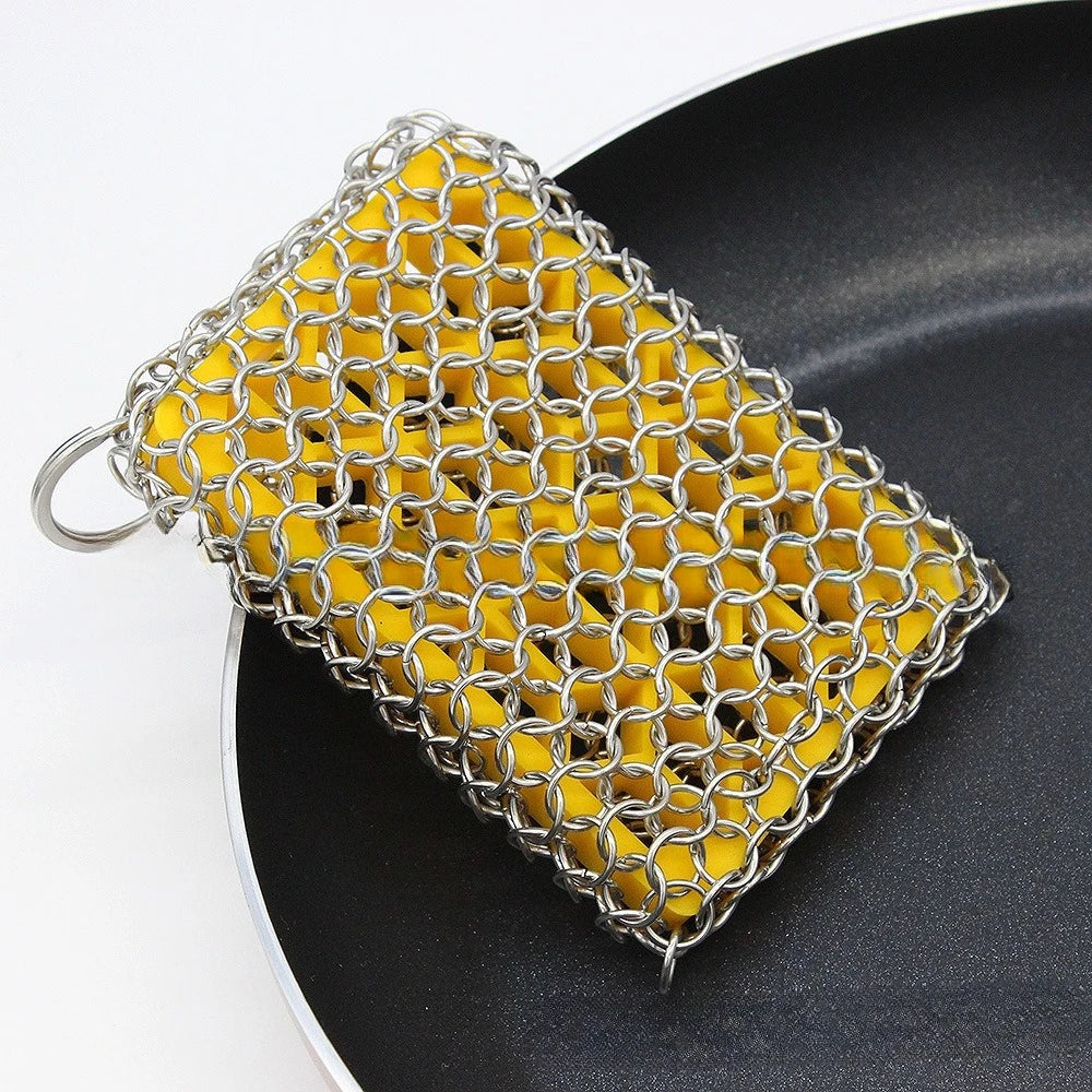 Stainless Steel Pot Scrubber – Tough Grease Cleaning Brush