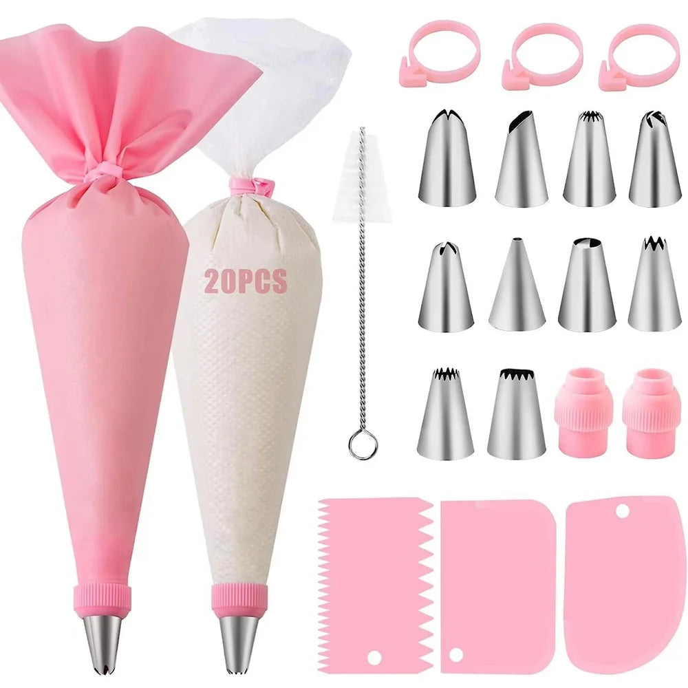 Cake Piping Kit for Easy Decorating – 40pc Tips & Reusable Bags