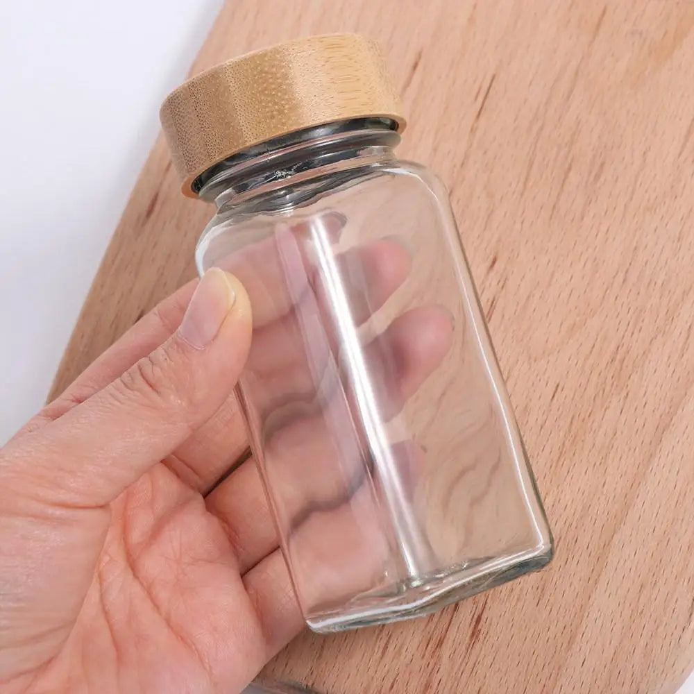 120ml Glass Spice Jars – Reusable Kitchen Storage with Bamboo Lid