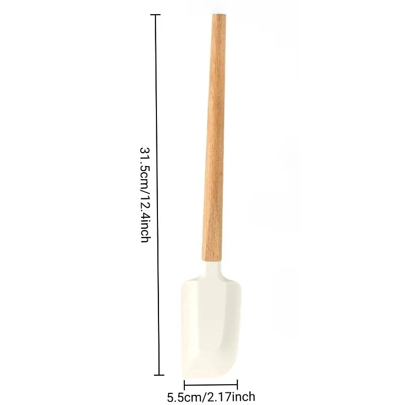 Non-Baking Silicone Spatula – Heat Resistant Wooden Handle for Cooking & Baking