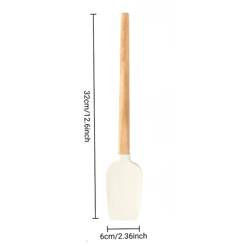 Non-Baking Silicone Spatula – Heat Resistant Wooden Handle for Cooking & Baking