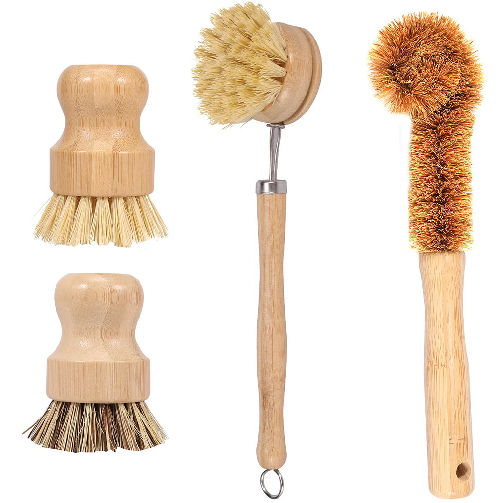 Bamboo Dish Scrub Brushes – Eco-Friendly Cleaning & Wooden Handle