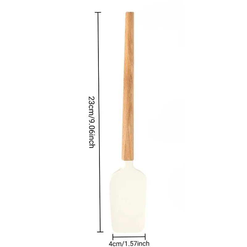 Non-Baking Silicone Spatula – Heat Resistant Wooden Handle for Cooking & Baking
