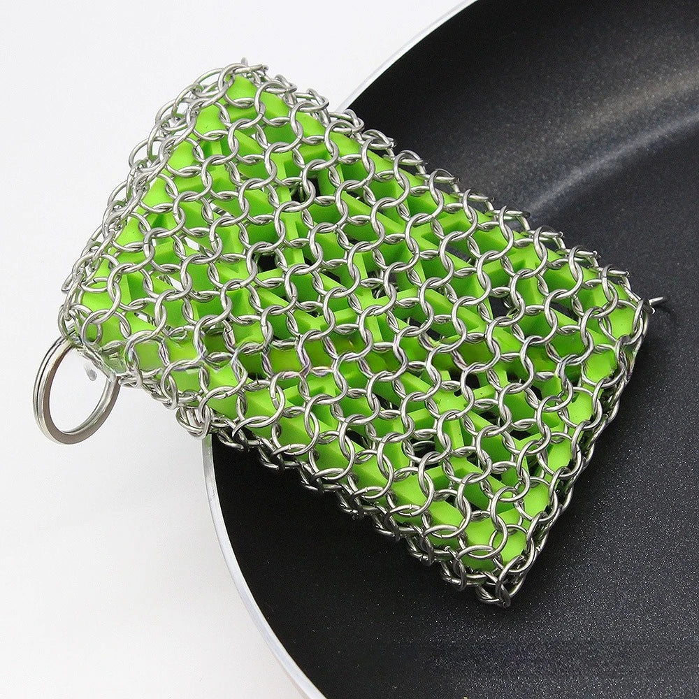 Stainless Steel Pot Scrubber – Tough Grease Cleaning Brush