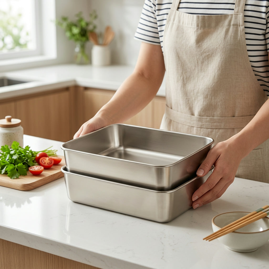Stainless Steel Bento Tray – Reusable Food Organizer with Lid