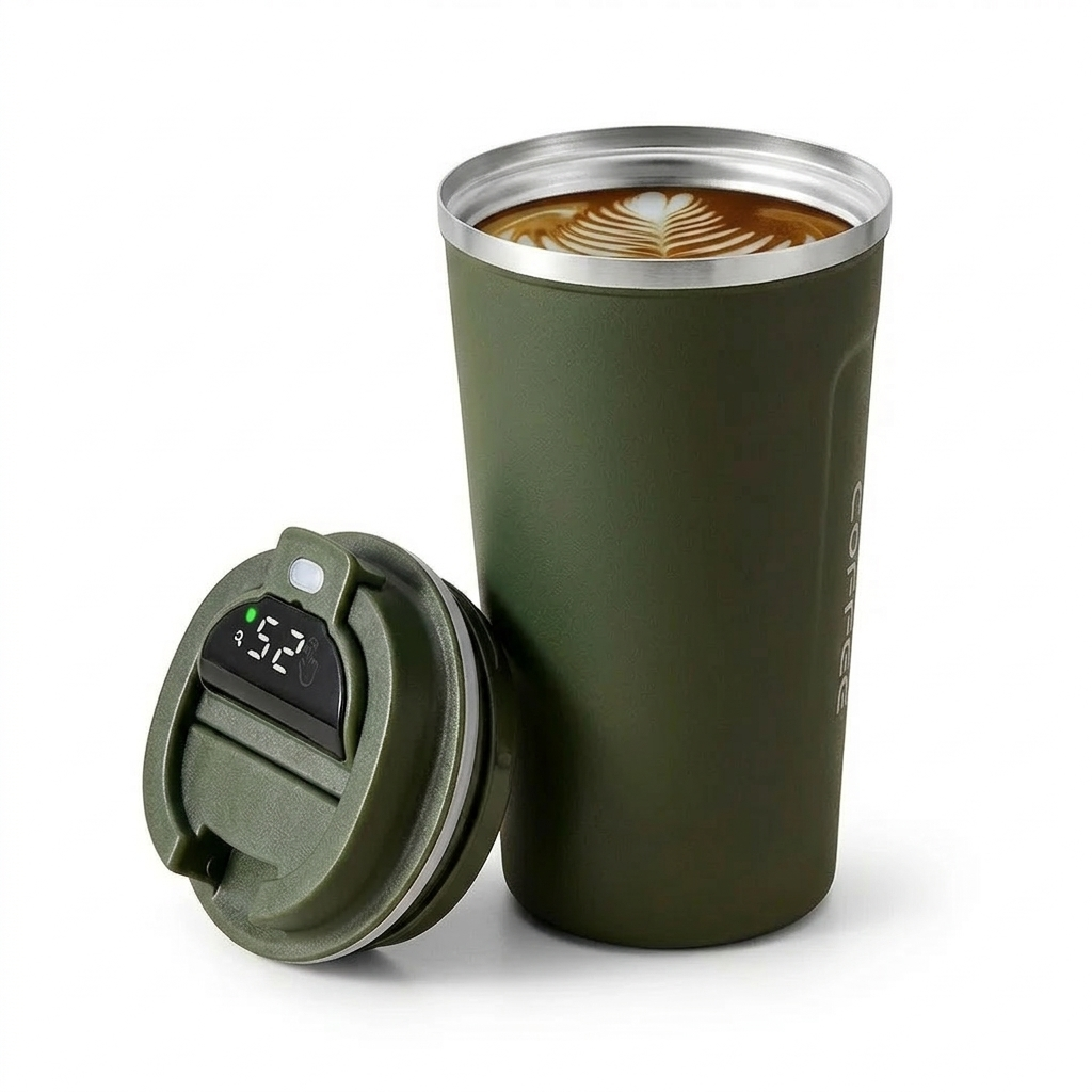 Thermos Coffee Mug – Insulated Stainless Steel Tumbler with Temperature Display
