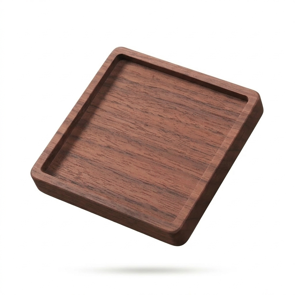 Wood Coaster – Heat Resistant Cup Mat Solid Walnut 8.8cm