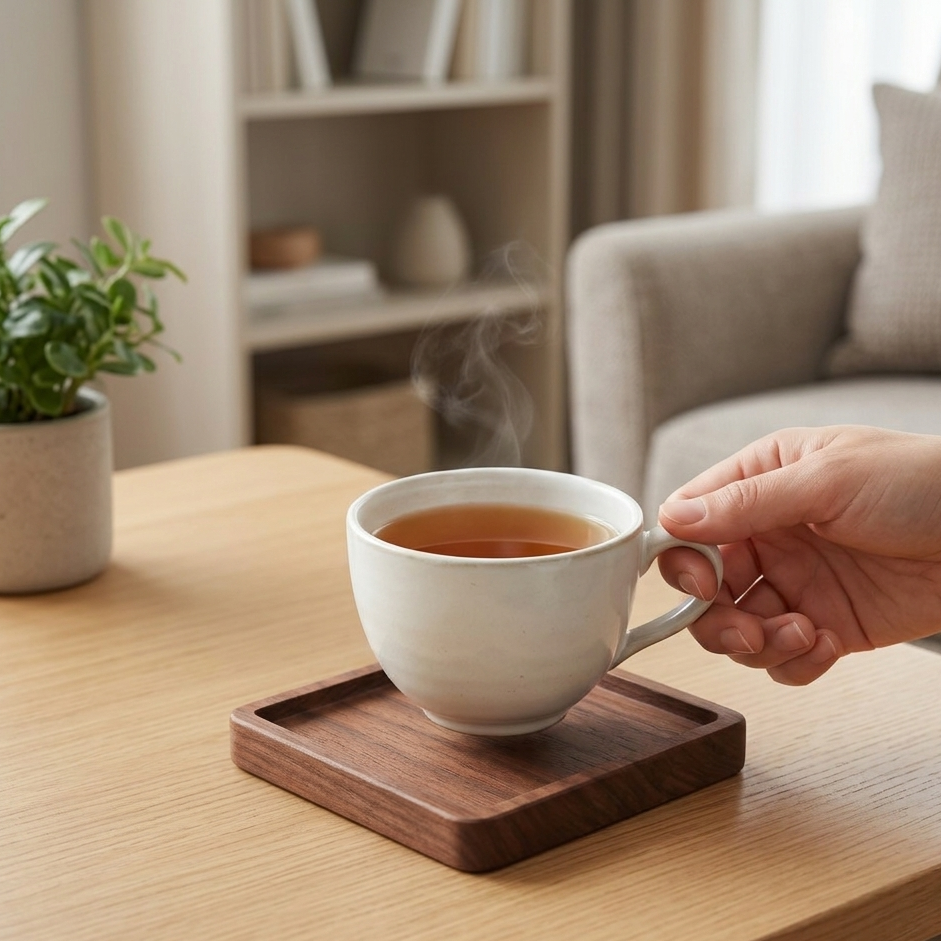 Wood Coaster – Heat Resistant Cup Mat Solid Walnut 8.8cm