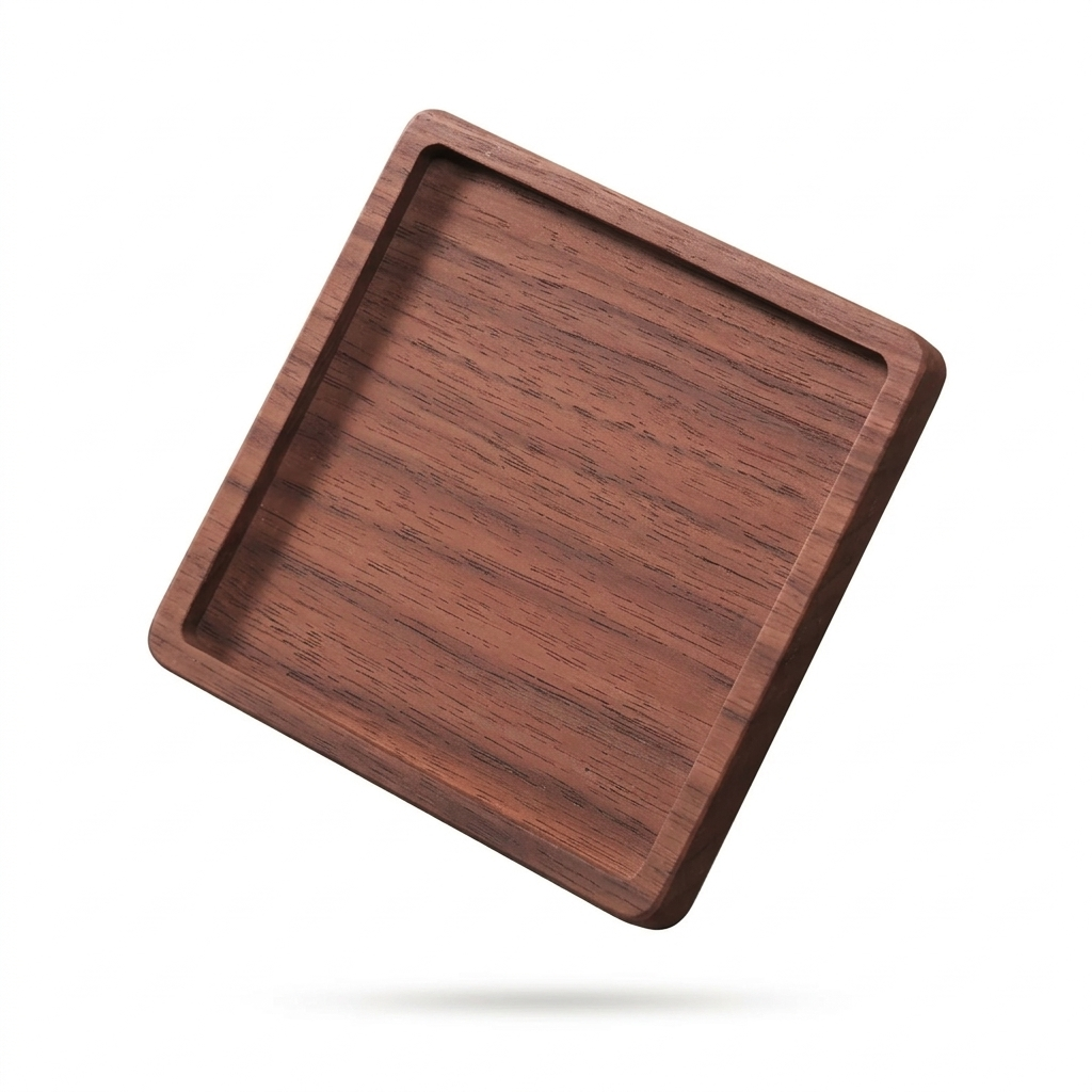 Wood Coaster – Heat Resistant Cup Mat Solid Walnut 8.8cm