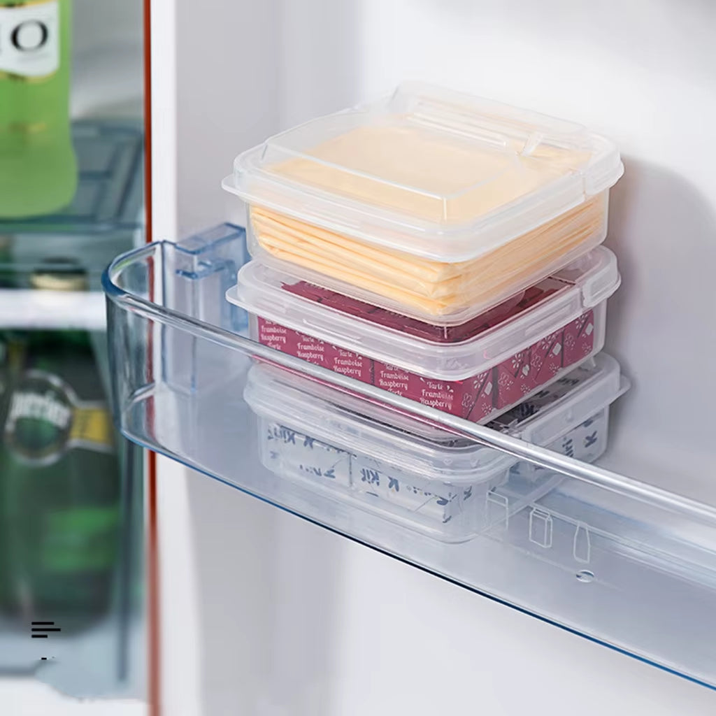2Pcs Butter Cheese Storage Box Transparent Cheese Box Refrigerator Kitchen Fruit Vegetable Fresh-Keeping Organizer Storage Box