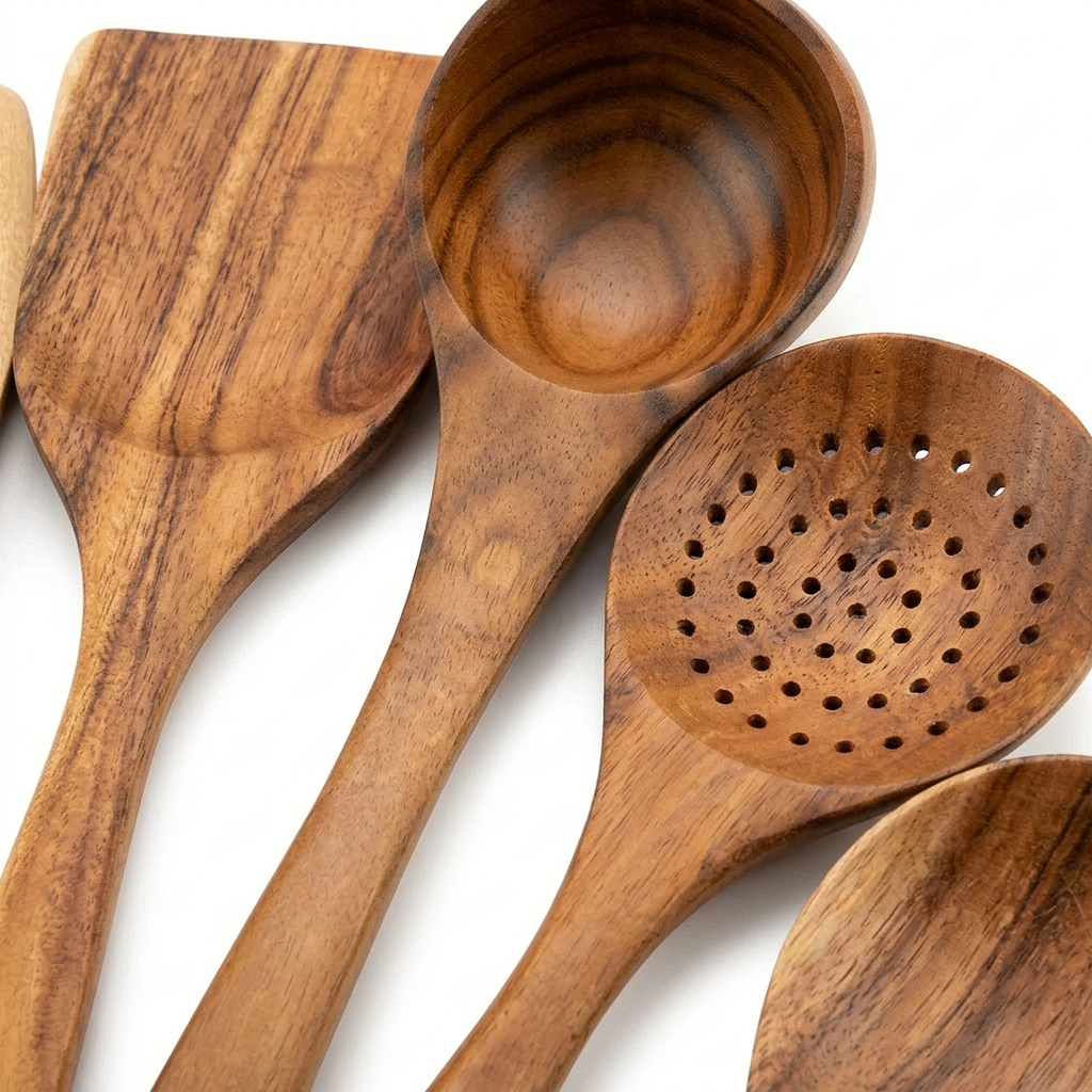 7-Piece Wooden Kitchen Utensils Set – Eco-Friendly Cooking Tools