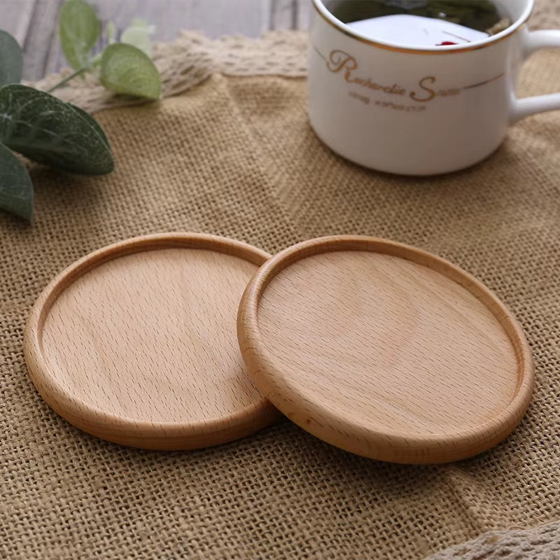 1PCS Solid Walnut Wood Coaster round Square Beech Wood Cup Mat Durable Heat Resistant Tea Coffee Cup Pad Placemats 8.8Cm/3.46In