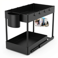 2-Tier Under-Sink Sliding Cabinet Organizer Rack with Hooks