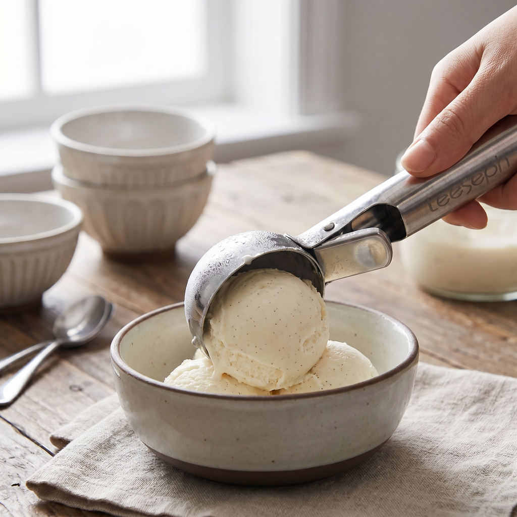 Stainless Steel Ice Cream Scoop with Trigger Release & Grip