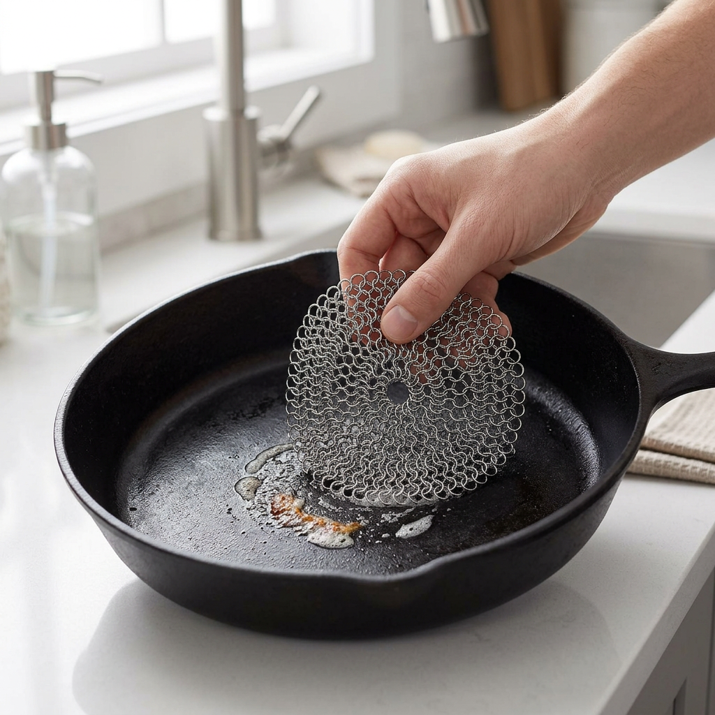 Stainless Steel Pot Scrubber – Tough Grease Cleaning Brush